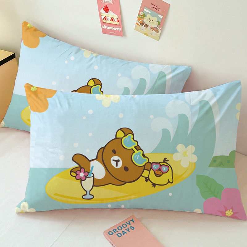 卡通可爱轻松熊印花枕套蛋蛋儿童学生宿舍单人枕头套磨毛不缩水