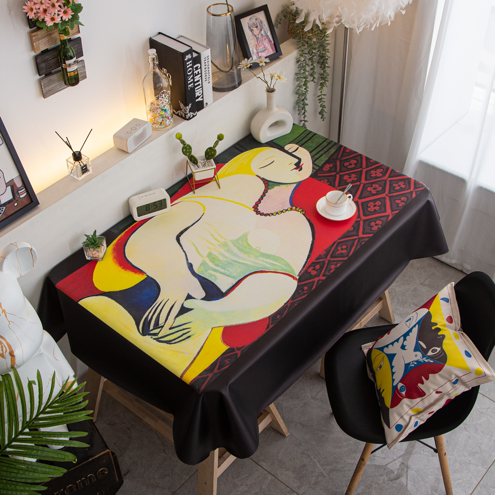 名画油画毕加索桌布PVC防水防油桌垫茶几画室美术室大气高档台布