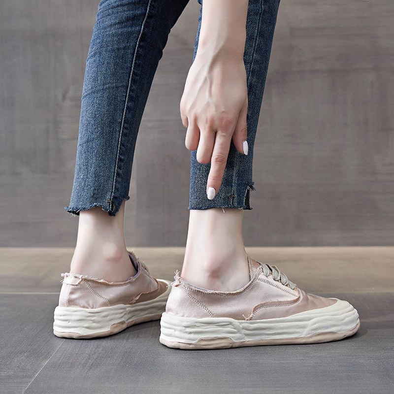 NUAU HOUSE  POPULAR RECOMMENDATION SATIN BOARD SHOES WOMENS THIN BREATHABLE 2024 NEW SPORTS SHALLOW LITTLE WHITE SHOES INS
