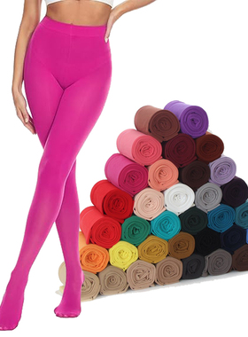 Women's Opaque Tights High Waist Solid Color Footed Pantyhos