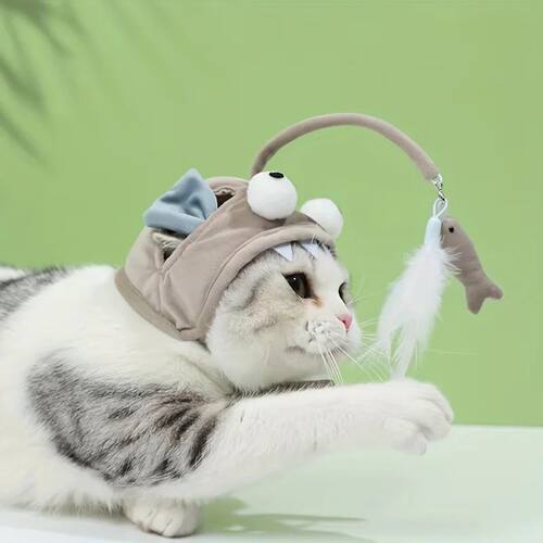 Adjustable Interactive Cat Headwear Toy - Pet Teaser Toy for