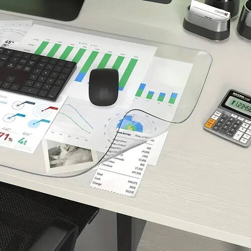 Transparent Writing Desk Pad - Anti-Slip, Heat-Resistant PVC