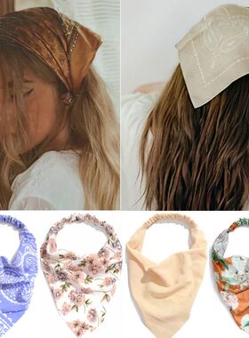 Summer Vintage Print Flower Beach Bandana Hair ScarfElastic