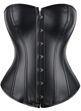 Overbust Corset Top Synthetic Leather Bustier Boned Body Sli
