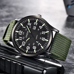 Men‘s Nylon Strap Military Watch High Quality Luminous Quar