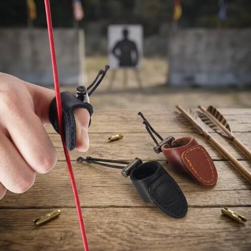 Durable Double Layer Leather Archery Thumb Ring Finger Guard