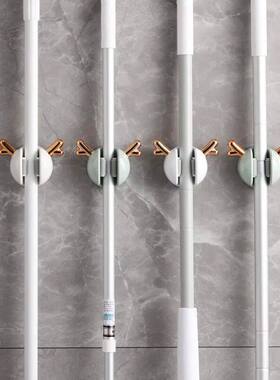 Mop Clip Wall-mounted Hole-free With Hooks Light拖把夹壁挂式