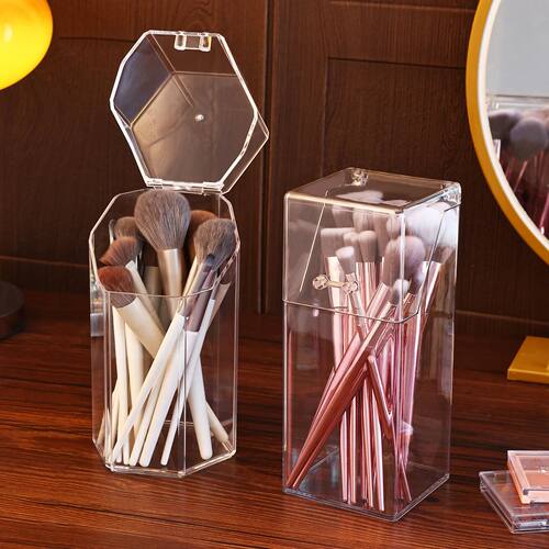 1pc Transparent makeup brush storage bin durable sturdy bath