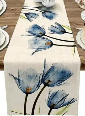 Tulip Linen Table Rustic Farmhouse Style Table Runner 13X70