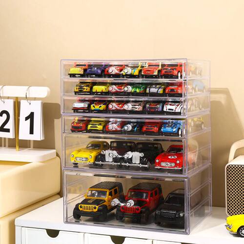 1pc Transparent Acrylic Toy Car Display Box Drawer Matchbox