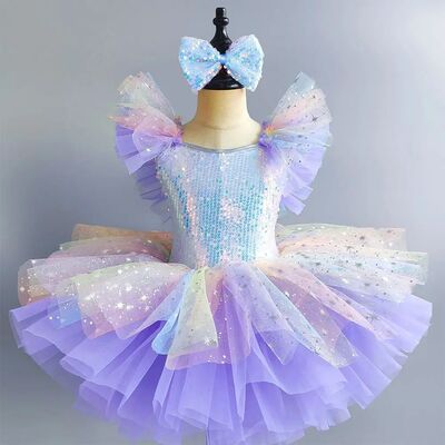 Fashion Sequin Kids Ballet Dress Puffy Modern Ballet Tutu Pa