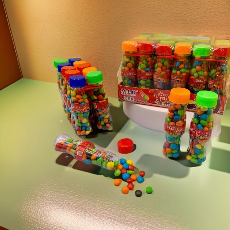 网红脆皮巧克力脆脆豆小粒瓶装麦丽素红彩虹味豆零食儿童节年货