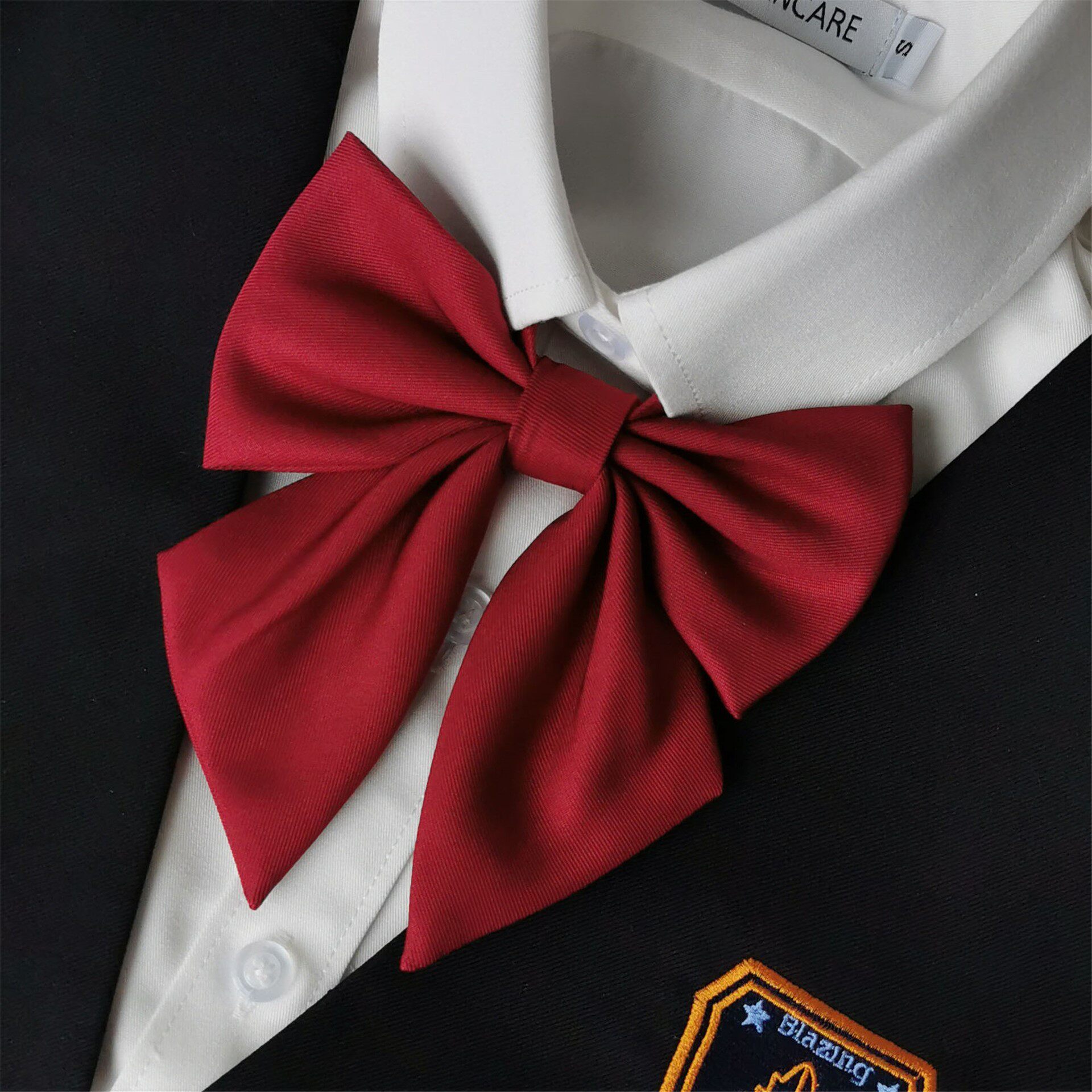 红色日系毕业照学士服领结女系带领花学院风jk纯色蝴蝶结衬衫领带