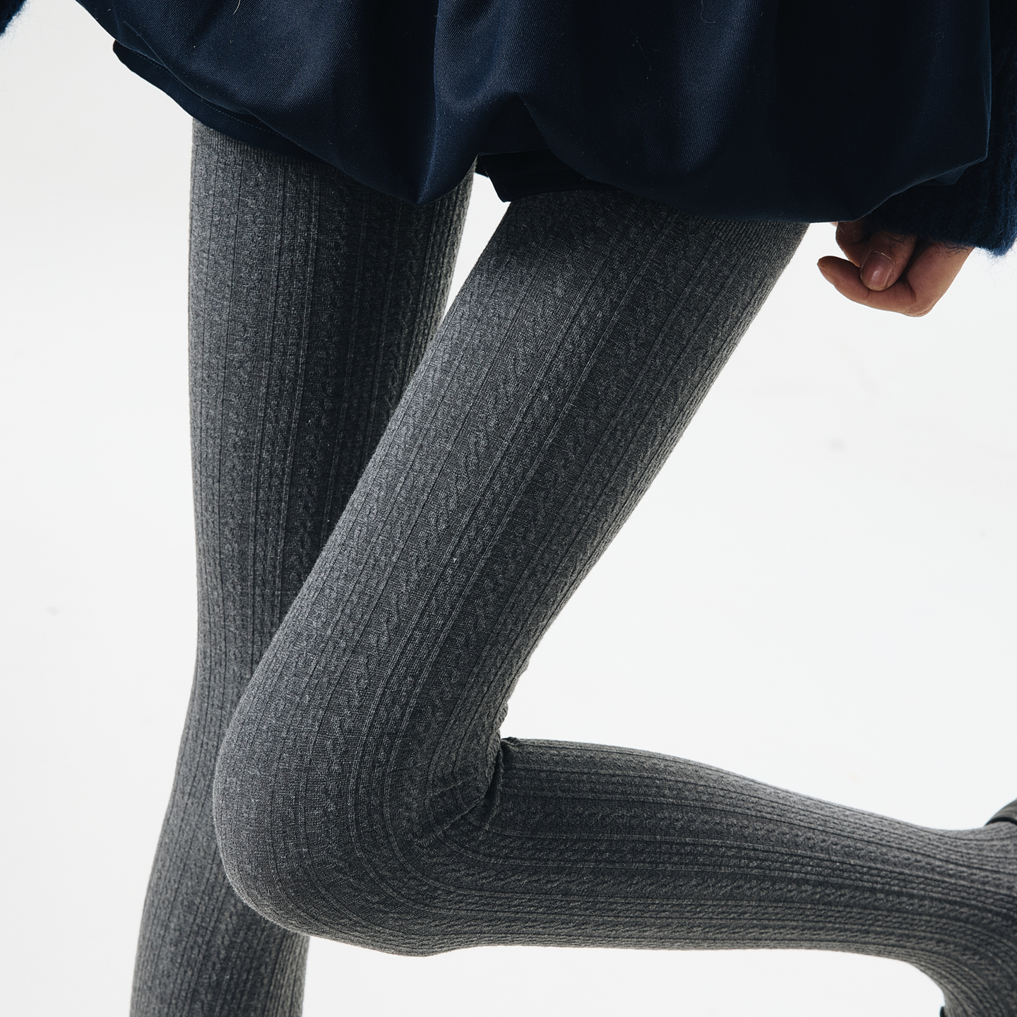 miu系灰色针织连裤袜子女打底裤