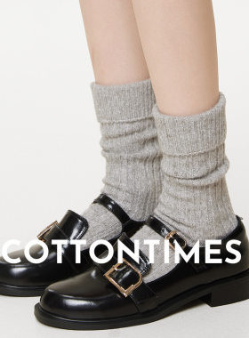 灰色中筒袜子女春秋款防臭吸汗长筒堆堆袜秋冬季双针保暖配乐福鞋