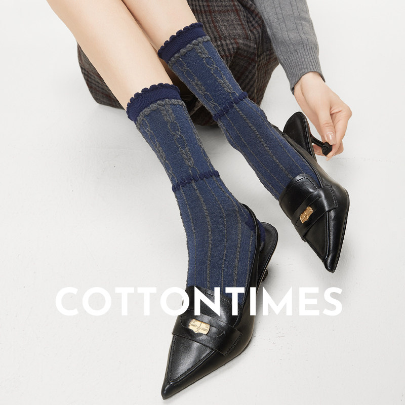 中筒袜子女春秋款防臭吸汗透气棉袜秋冬季复古浮雕松口卷边长筒袜,女士内衣/男士内衣/家居服,中筒袜,淘宝优惠券,粉丝福利购,淘宝优惠卷