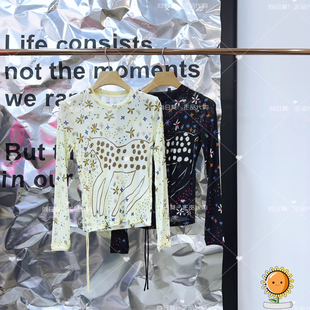 马 T恤高山 国内代购 衣播26年春BDT1YD2910印花圆领打底抽绳长袖