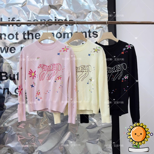 国内代购衣播26年春BDT1SD1403复古卡通宽松提花圆领针织衫腾光影