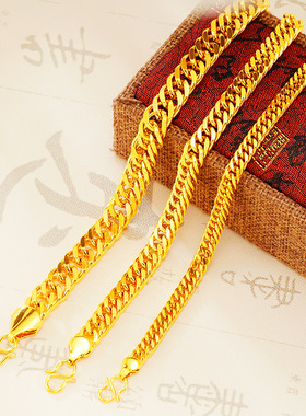 奢华仿沙金黄金双扣老板手链男女款复古沙金手饰品跨境爆款配饰