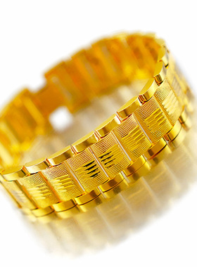 男款加厚金精品越南沙金手链时尚男款纯镀金仿金欧美男士手链