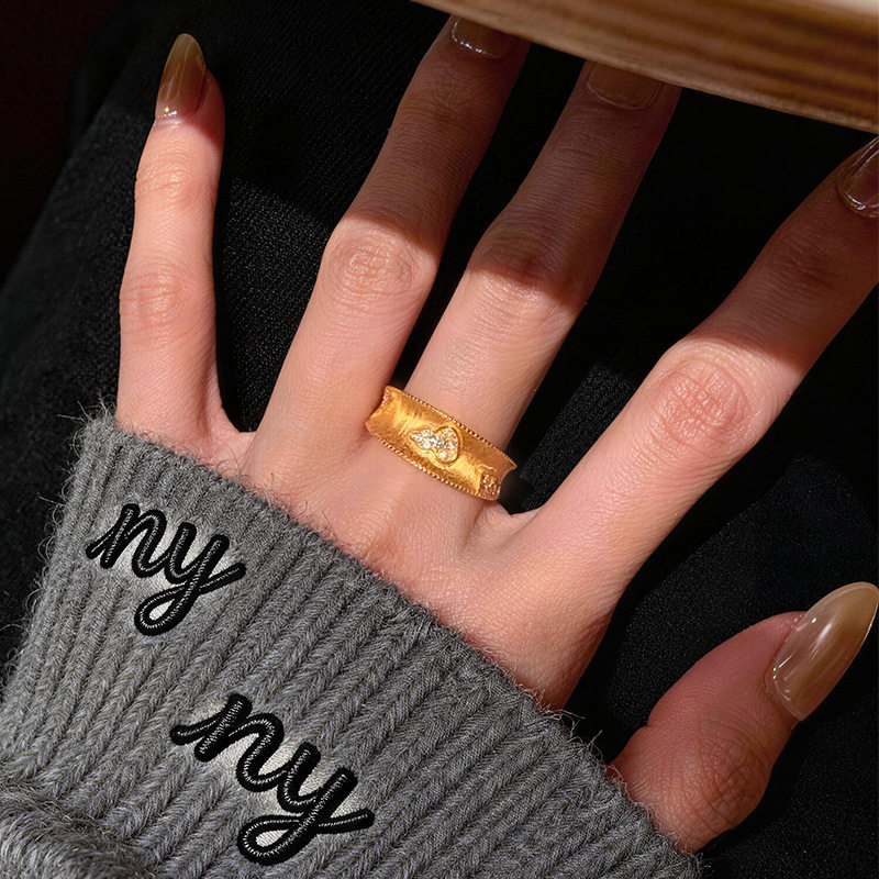 越南沙金拉丝葫芦戒指女中古风复古小众设计高级感仿真金葫芦指环