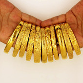 越南沙金久不掉色女士推拉满天星手镯流行婚庆首饰品黄锡金手镯