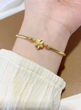 周家金店同款桃花手链女气质百搭越南沙金花朵手环首饰品久不掉色