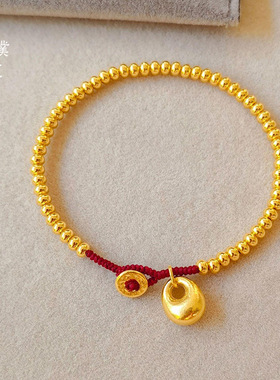 金店同款金豆豆小胖福红绳越南沙金手链女高级感手饰素链个性气质