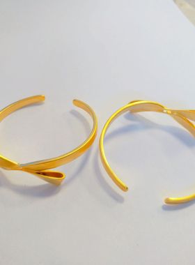 沙金开口大蝴蝶结手镯女款气质镀金首饰网红同款源锡金