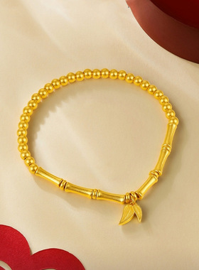 越南沙金节节高升手链镀金弹力绳金珠手串女款气质首饰