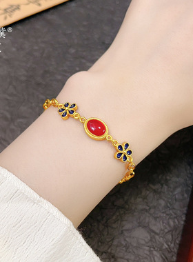 金店同款沙金珐琅凤华宫阙手链新中式国潮花丝玲玲高级感手饰