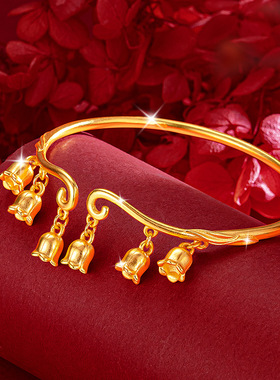 抖音小红书热款古法铃兰花手镯沙金超仙高级感铃兰花朵手镯手环女