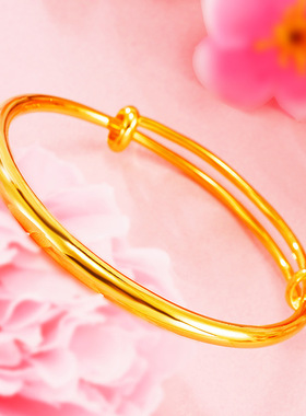 奢华仿沙金黄金手镯流星雨光面推拉民族风镯子女网红沙金爆款