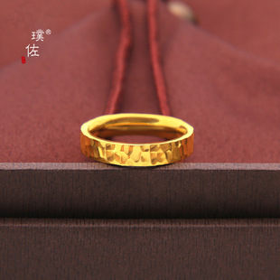 金店同款越南沙金水波纹素圈戒指女中式简约高级感仿真黄金食指戒