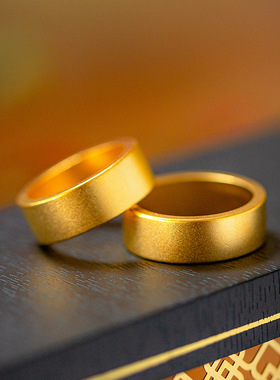 周家同款古法传承指环黄金越南沙金平安无事情侣素圈锡金指环