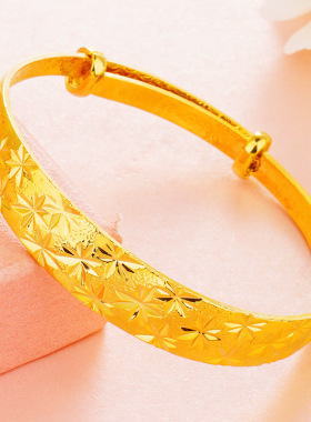 10mm黄镀真金满天星推拉手镯越南沙金仿黄金可调节手环