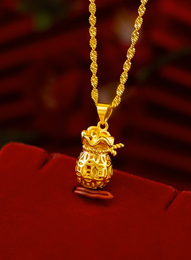 饰品幸运钱袋项链镀黄金项链足金颈饰锡金沙金项链女富贵福袋吊坠