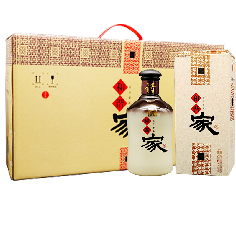 高炉家和谐家42度420ml整箱4瓶送礼盒装纯粮食酿造浓香型安徽白酒