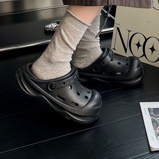 女款 夏季 厚底洞洞鞋 2025新款 外穿女士 时尚 防滑海边沙滩增高凉拖鞋