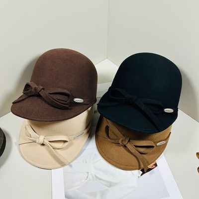 日系澳洲羊毛蝴蝶结马术帽女