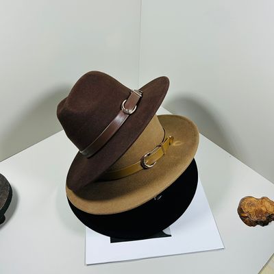 秋冬新款宽檐纯羊毛爵士帽女