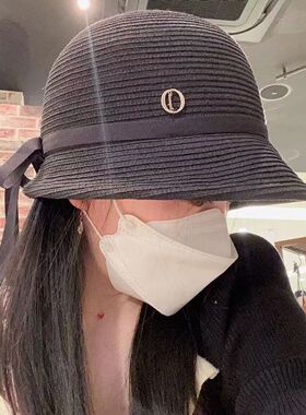 日系O家 chapeaud.o*override优雅蝴蝶结遮阳盆帽显脸小防晒草帽