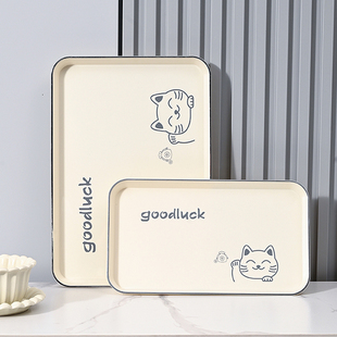 轻奢托盘长方形家用客厅高档放杯子水杯塑料盘子高级感水果盘茶盘