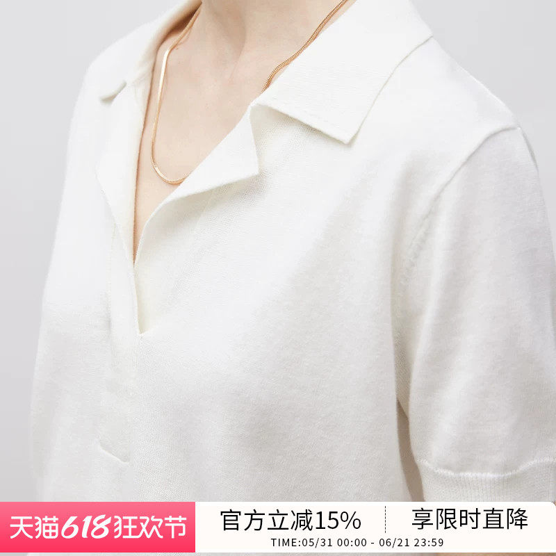 BLUEWEDIAN翻领宽松短袖POLO衫