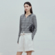 条纹连帽拉链开衫 羊绒混纺柔软修身 女显瘦 新品 BLUEWEDIAN26春季