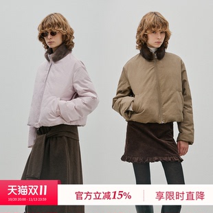 BLUEWEDIAN2026冬季新品时尚毛领可调节下摆花苞羽绒服保暖上衣女