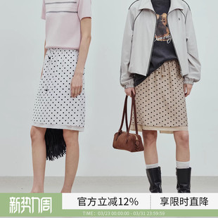 BLUEWEDIAN2026春季 假两件复古双层波点提花半身裙中长裙显瘦 新品