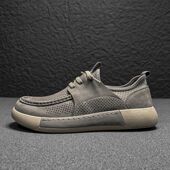 秋冬软皮鞋 男鞋 袋鼠工装 商务时尚 圆头 鞋 回力方糖打孔透气休闲皮鞋