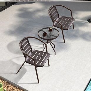 室外椅子防水防晒户外桌椅阳台露天桌椅套件小花园现代铁艺桌椅塑
