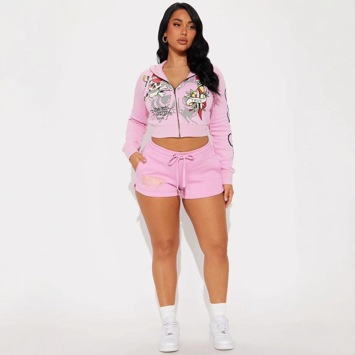 for Pants Cardigan Street Women Heart Two-piece Waist